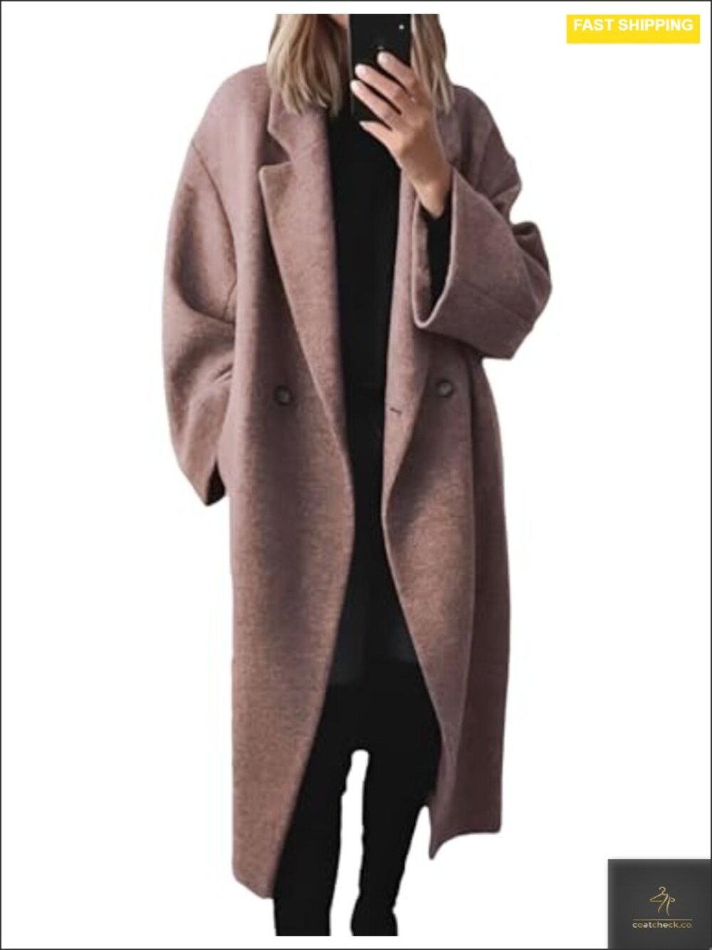 Womens Double Breasted Wool Peacoat Long Trench Winter Overcoat